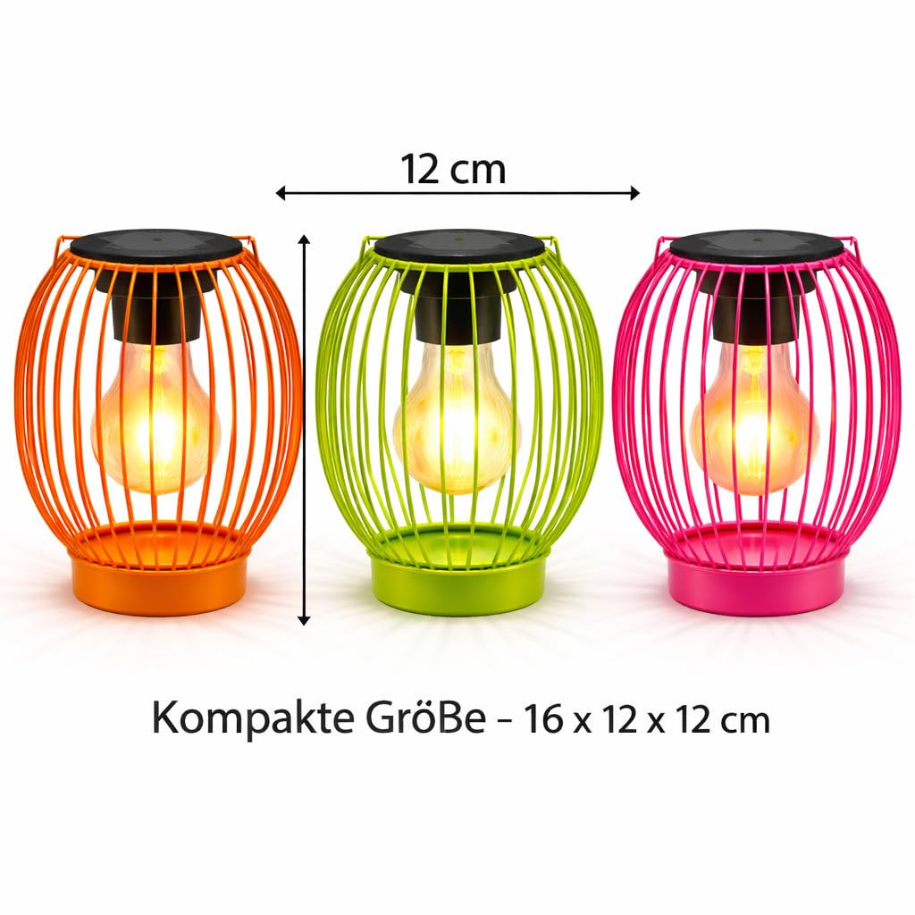 formano Solar LED Windlicht 3er Set Metall Außenleuchte Dämmerungssensor & IP44 - inkl. 3X AA Akku, 16x12x12 cm - warmweiß, für Terrasse, Balkon & geschützten Gartenbereich