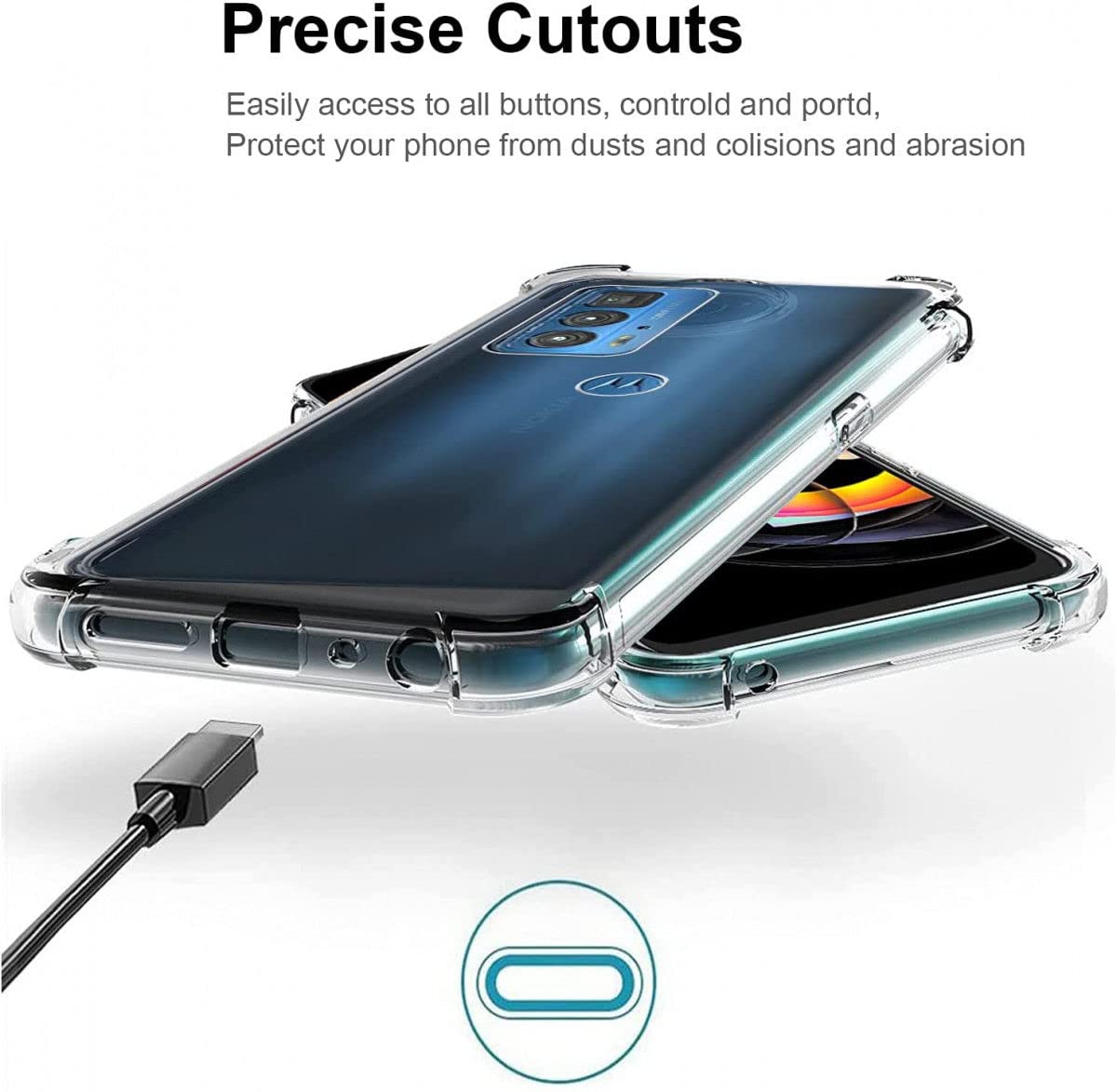 thumbnail: étui TPU Transparent Dégradé Coque Motorola Edge 20 Pro - Protection Verre Trempé - TPU Transparent - Cadre Coloré étui TPU Anti-choc