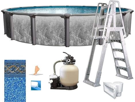 In The Swim 15 Round Above Ground Swimming Pool - Emotion Package - Featuring Sand Filter, Pump System and A-Frame Ladder