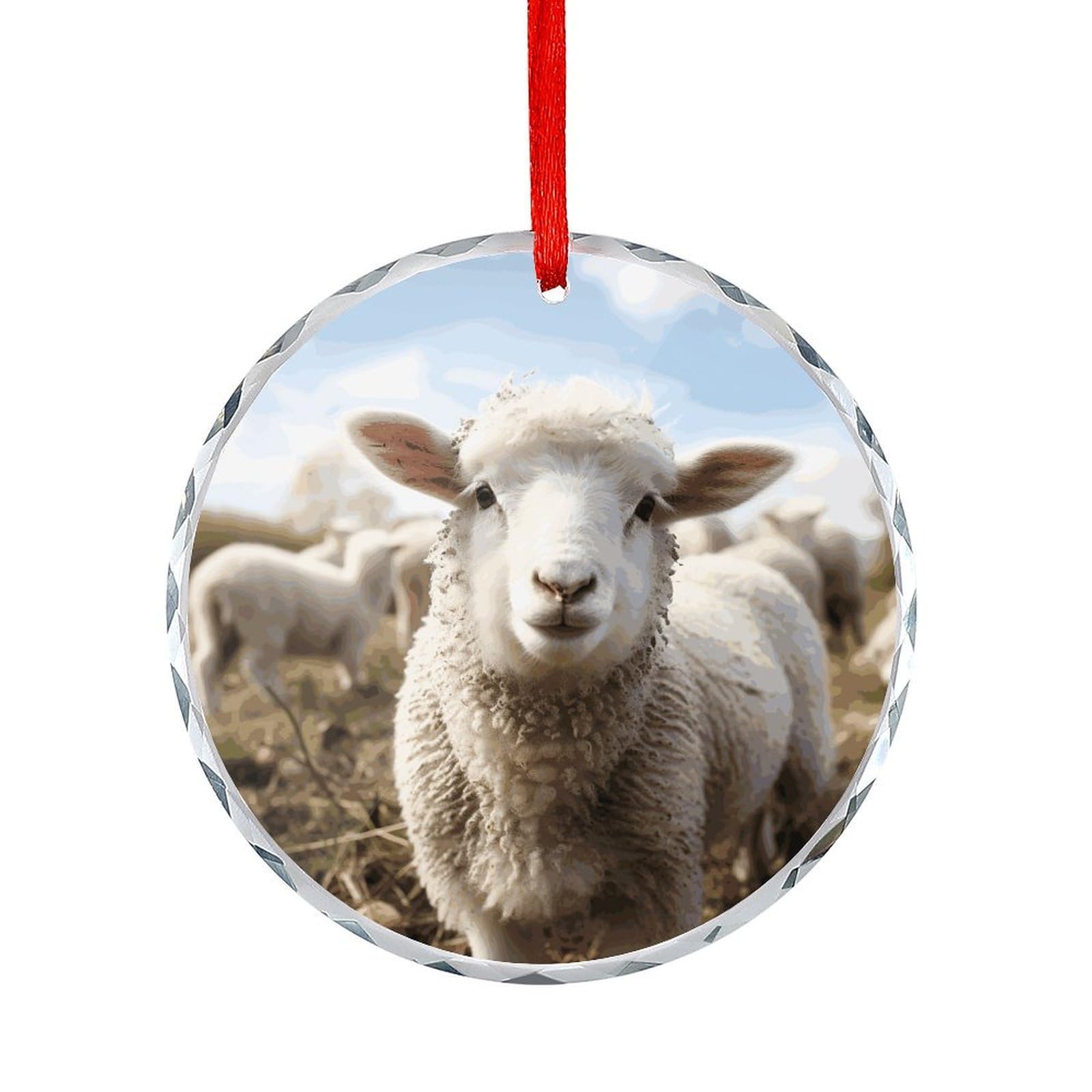Btcowzrv Style Cute Sheep Lamb Round Ornament Hanging Pendant Decor