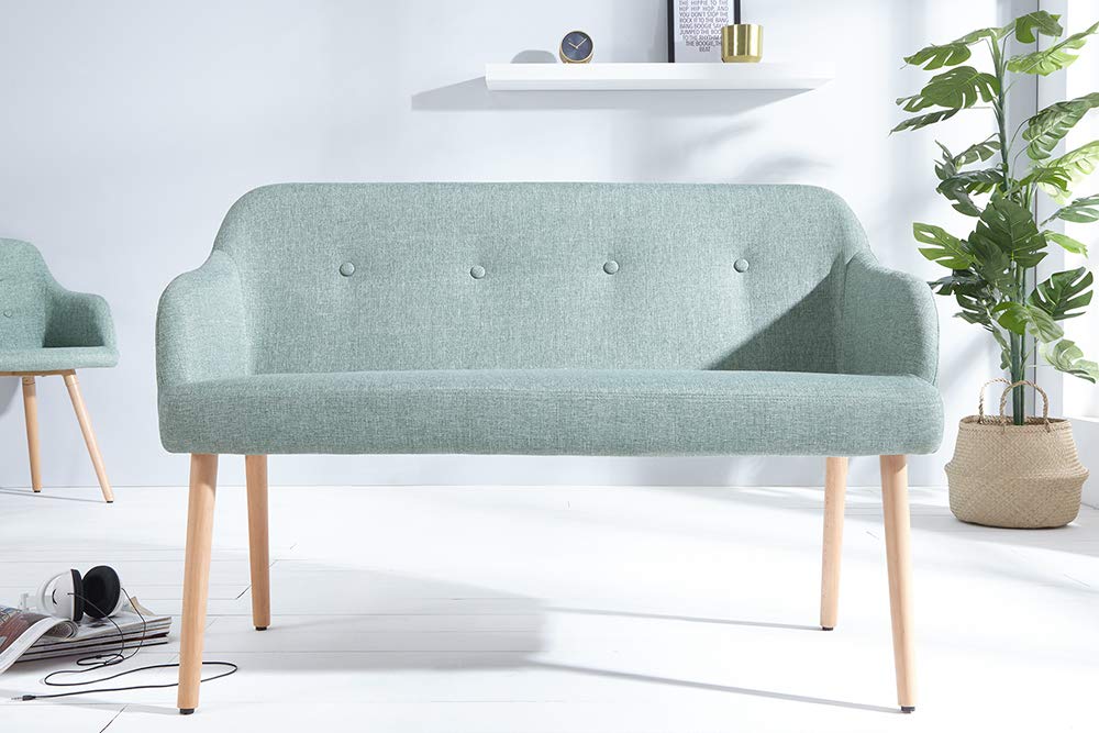 invicta INTERIOR Sitzbank Scandinavia Buche Gestell Lime mit Armlehne im Retro Trend Bank