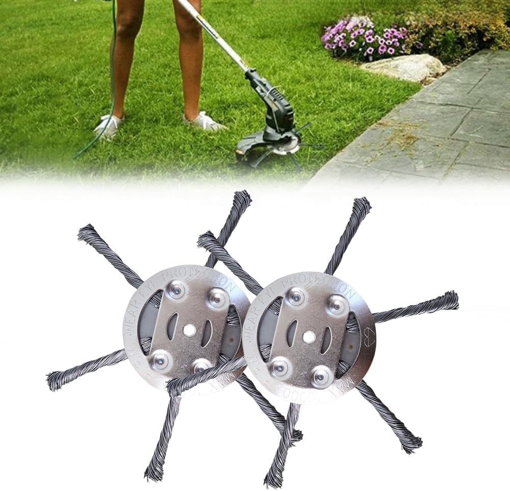 Steel Wire Grass Trimmer Head 5mm Universal Fit, Heavy Duty Weed Trimmer Brush Cutter Blade, Rust Removal &amp; Moss Cleaning Trimmer Head, Garden Lawn Edging Tool