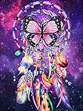 CHWGLFGG Colorful Dream Catcher Diamond Painting Kits for Adults Beginners,DIY 5D Butterfly Diamond Art Kits,Full Round Drill Gem Art Kit,Home Wall Decor 12 x 16 Inch