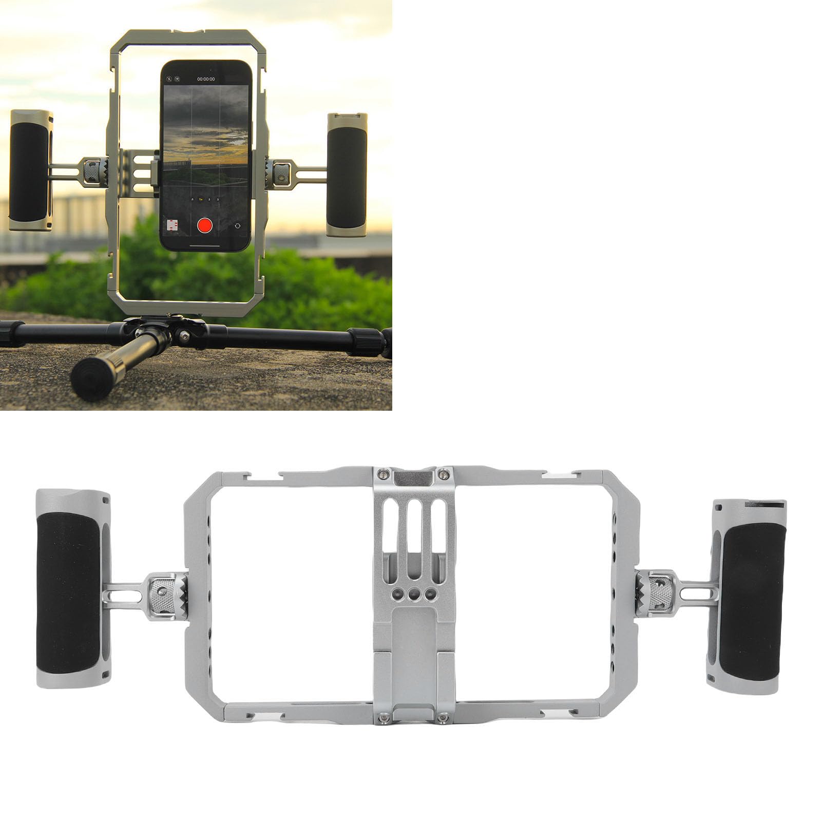 Jaula Universal para Teléfono, Kit de Plataforma de Video para Teléfono Inteligente, Estabilizador Portátil de Estuche para Vlogging, Agarre Manual de Silicona Doble, para