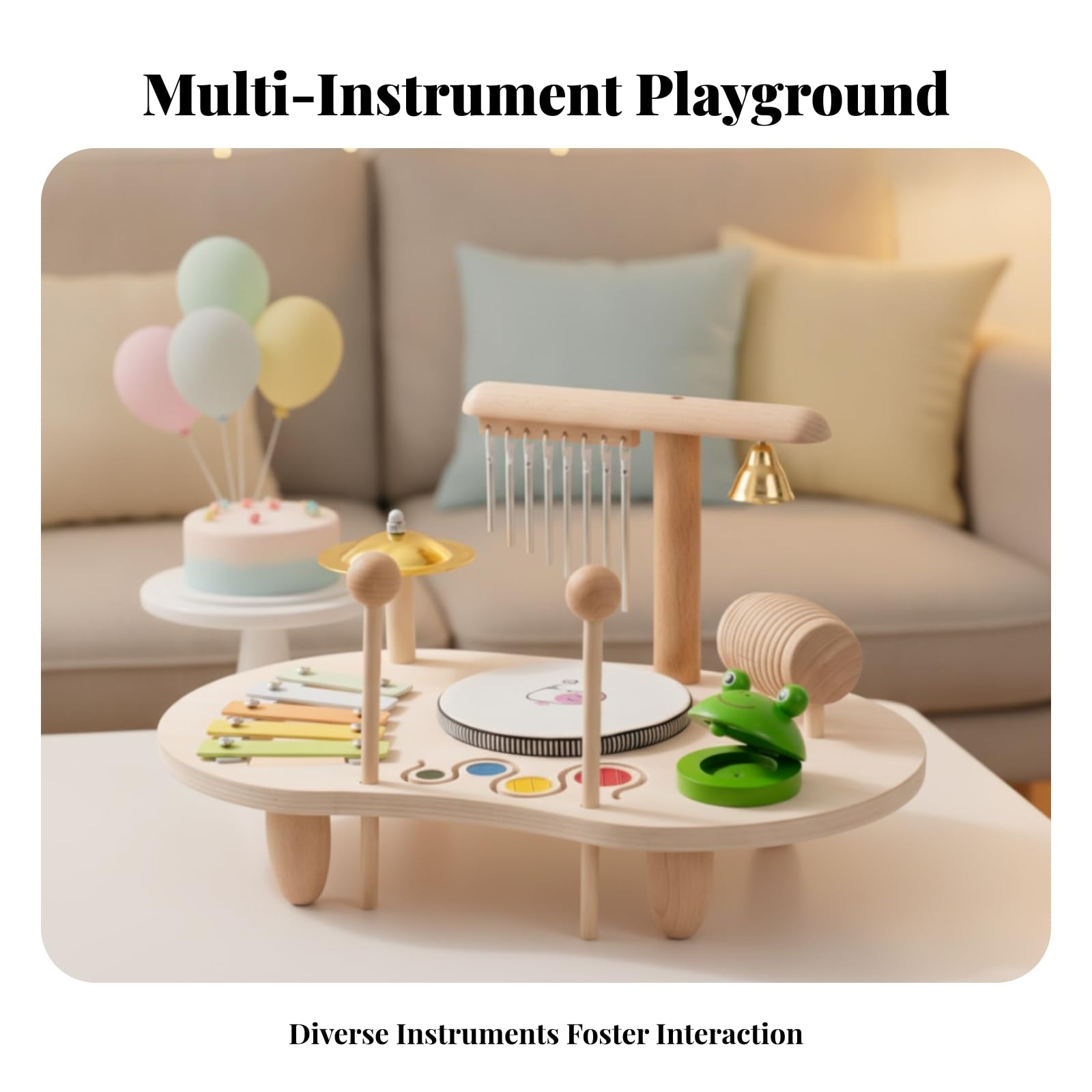 Gralara Dimensioni Compatte Coordinazione Occhio-Mano Gioco Infantile Tavolo Musicale in Legno Tavolo Multiattività in Legno per Bambini