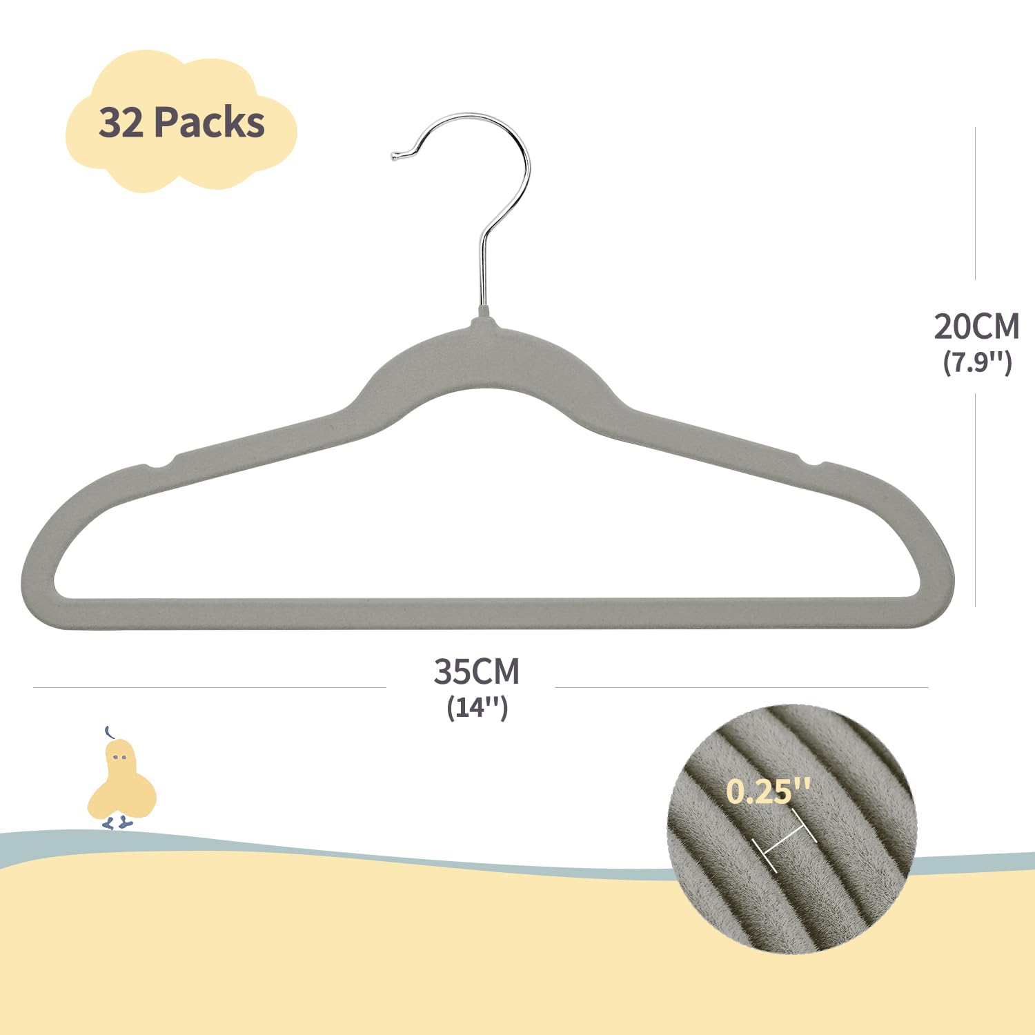 ManGotree Perchas de terciopelo prémium para niños de 13.8 pulgadas, perchas ultrafinas con gancho giratorio de 360°, perchas de fieltro antideslizantes para jóvenes, resistentes y duraderas (paquete