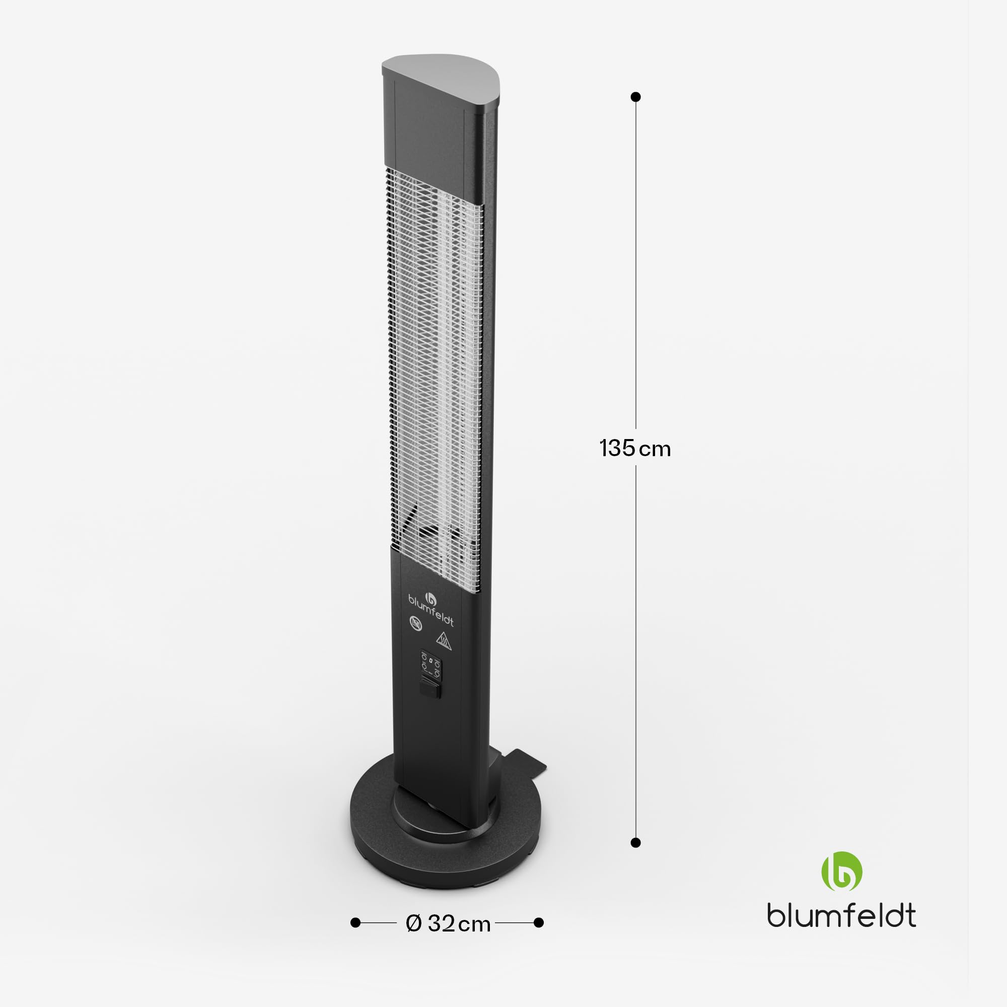 Blumfeldt Calefactor de suelo por infrarrojos, calefactor eléctrico de 3000 W, de infrarrojos para interior y exterior, IR con protección antivuelco y mando a distancia, eficaz eléctrico