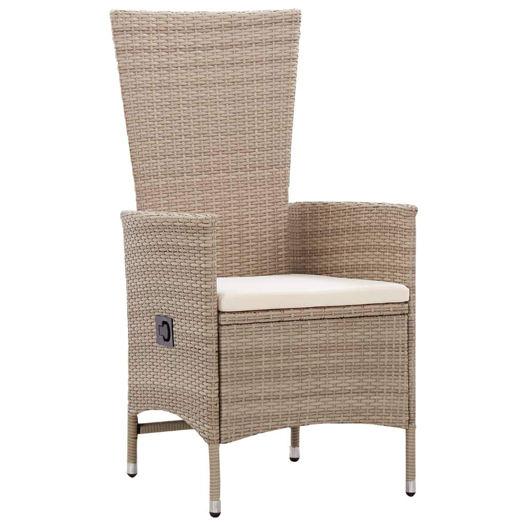 Juego de 3 muebles de jardín con cojines negros, juego de mesa de comedor al aire libre para patio y jardín, con cojines de fácil cuidado y sillas ajustables