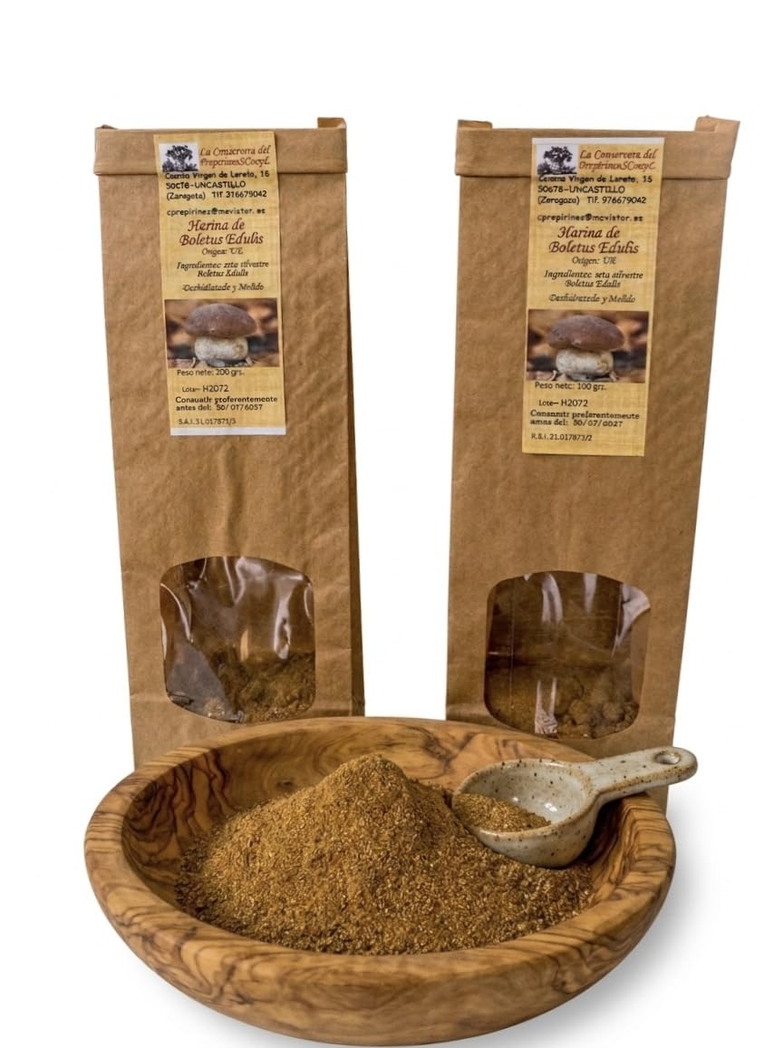 Boletus Edulis en Polvo (200grs.) - Setas Silvestres Deshidratadas. Harina de Boletus Gourmet para Mejorar tus Patos, Salsas, Cremas, Risottos. Producto Gourmet Sin Conservantes 100% Boletus.