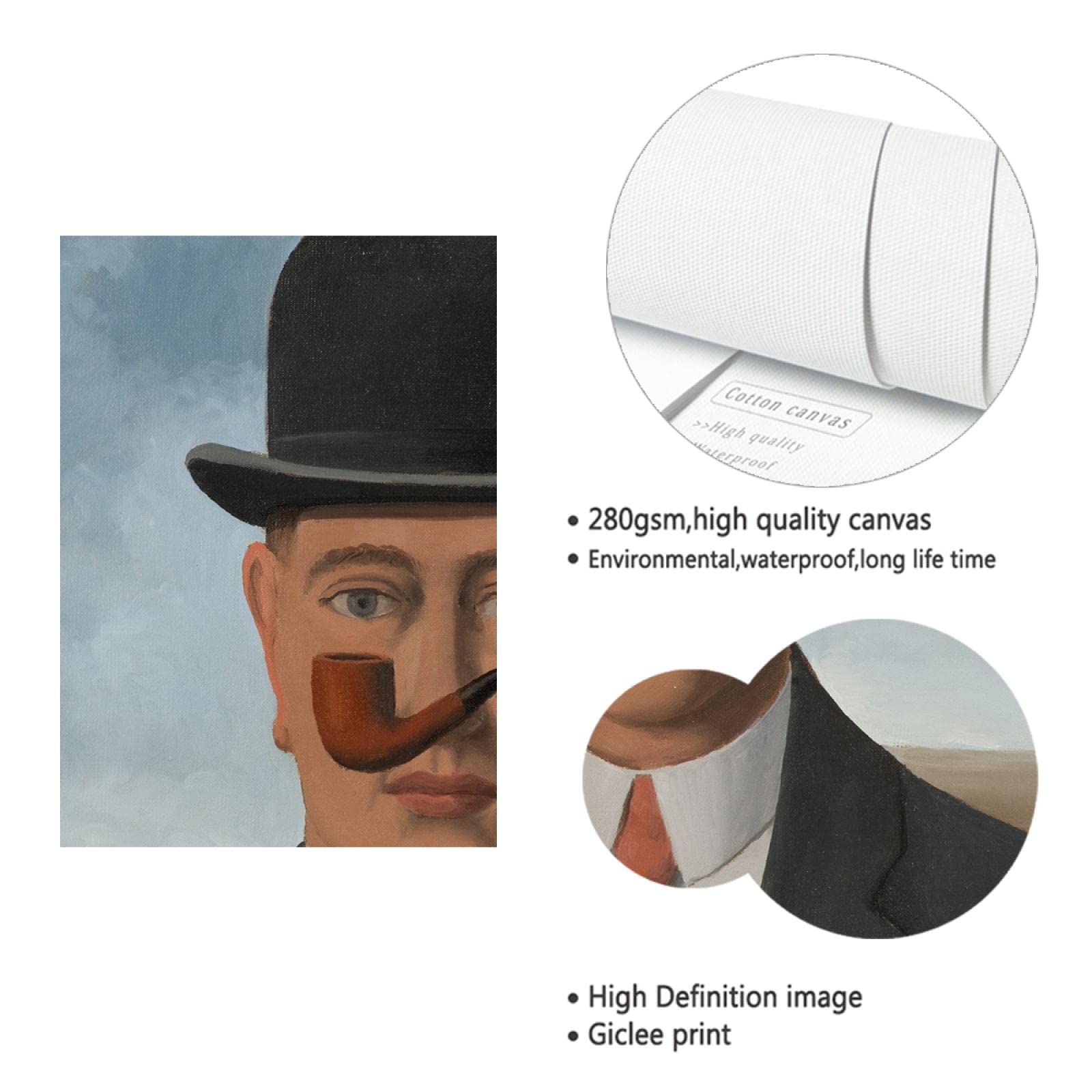 Deertweet Home Rene Magritte Surrealismo Arte da parete Stampe Dipinti su tela in buona fede Poster astratti per Arredamento Soggiorno Decorazione bagno 55x40cm Cornice interna