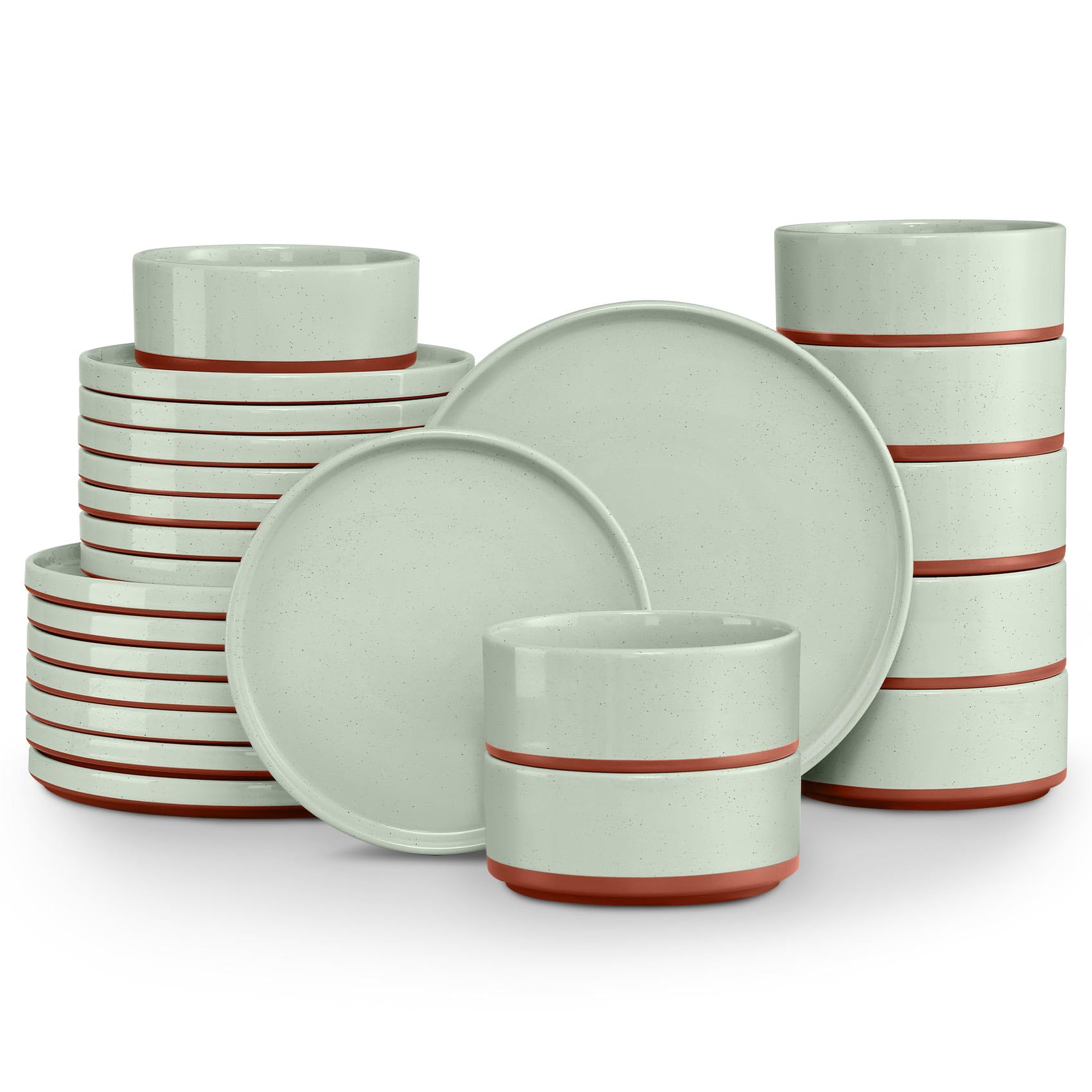 LIANYU Nature Canvas 24-Piece Stoneware Dinnerware Set