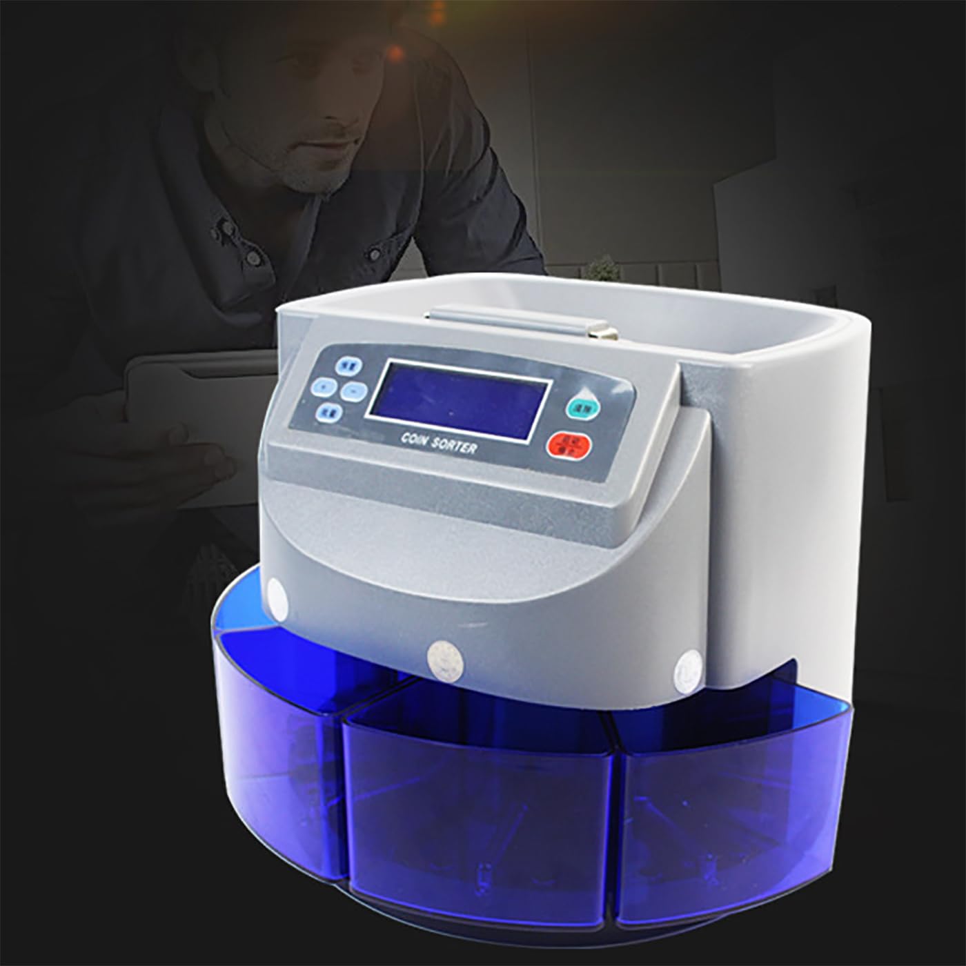 Contamonete, Selezionatrice Elettronica Di Monete Con Display LCD E 4 Cassette Di Raccolta, Design Di Distribuzione Preimpostato, Capacità Di 500 Monete, Adatta Per Aziende, Negozi, Banca, Casa