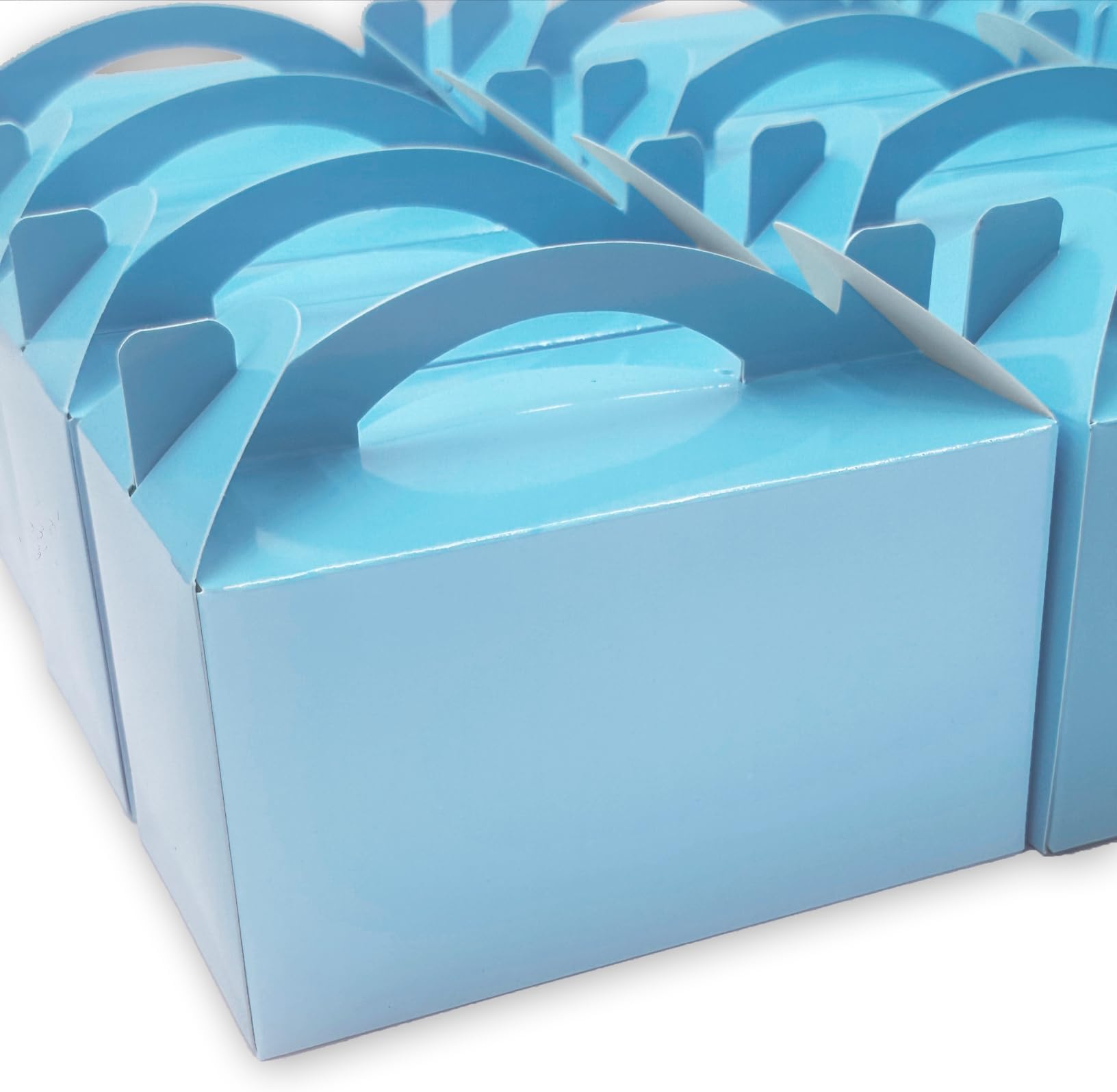 30-Pack Sky Blue Gable Treat Boxes with Handles - 6" Pop-Up Party Favor Gift Boxes for Birthday, Wedding, Baby Shower, Eco-Friendly Candy, Cookie, Goodie Bags for Kids, Bachelorette Decor