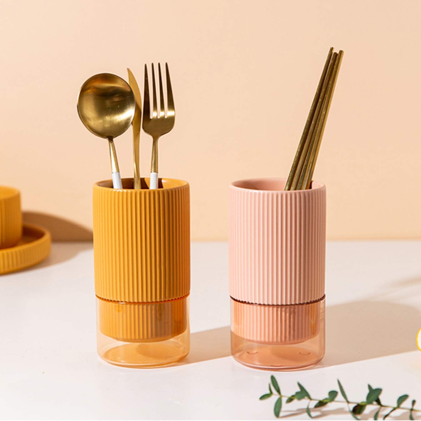 Besteckhalter, Küchenutensilienhalter, einfache Küchenutensilien, Essstäbchenhalter, Keramik-Geschirr, Abflussregal, Aufbewahrungsrohr, Küchenutensilien-Caddy, Aufbewahrungsregal, 3 Farben (Farbe: Ros