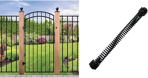 Miniatura 7 de Nuvo Iron GGI0440 33" w x 68" h Garnet Ex. Rail Arched Gate and Nuvo Iron PCB03 x 3 12" Ball Post Cap, negro