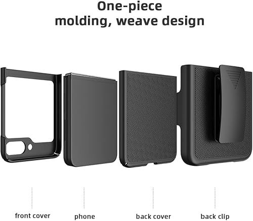 Miniatura 7 de Funda para Samsung Galaxy Z Flip5, Galaxy Z Flip 5 con protector de pantalla, clip giratorio para cinturón, soporte de soporte, carcasa de cuerpo