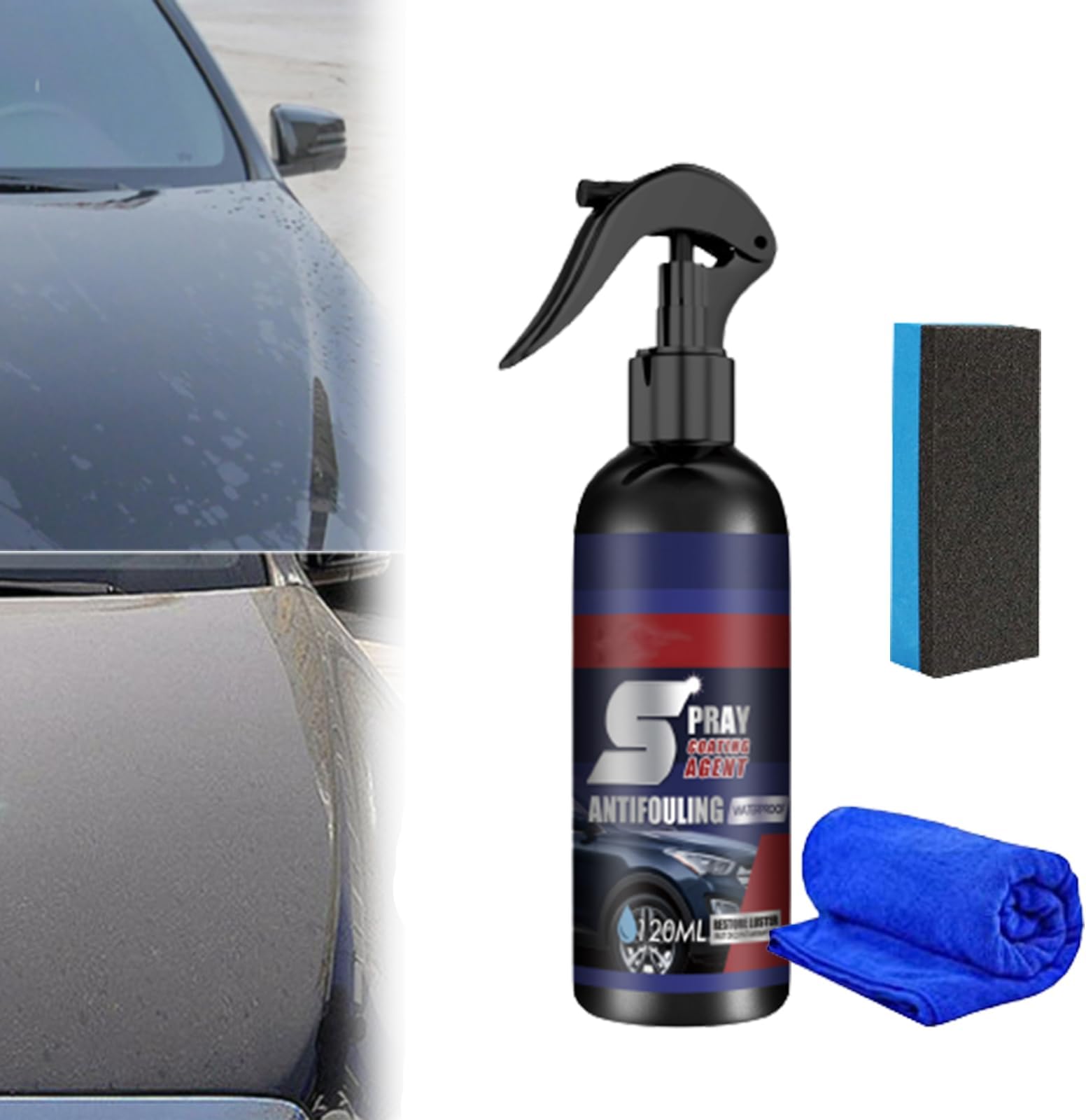 Qosneoun Multi-functional Coating Renewal Agent, 3 in 1 High Protection Quick Car Coating Spray, Car Coating Agent Spray, Plastic Parts Refurbish Agent, Nano Repair Spray for Cars (1pc)