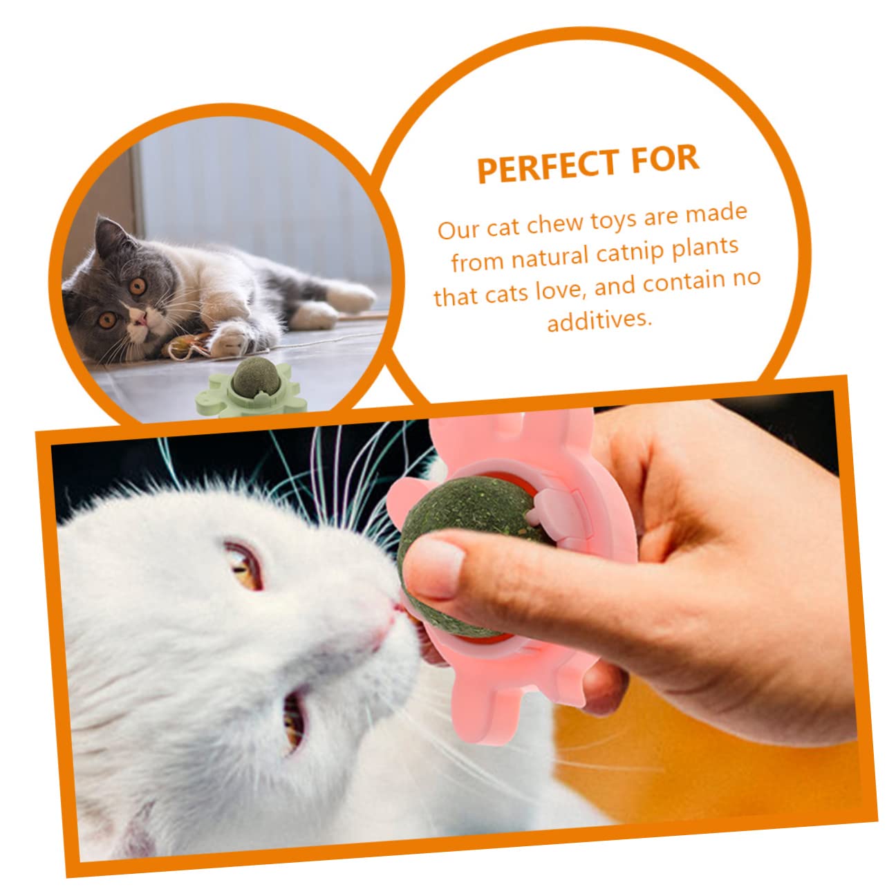 Abaodam 4piezas Juguetes De Pelota De Hierba Gatera para Gatos Bolas Comestibles Giratorias para Lamer y Masticar para Limpiar Dientes y Morder Interiores