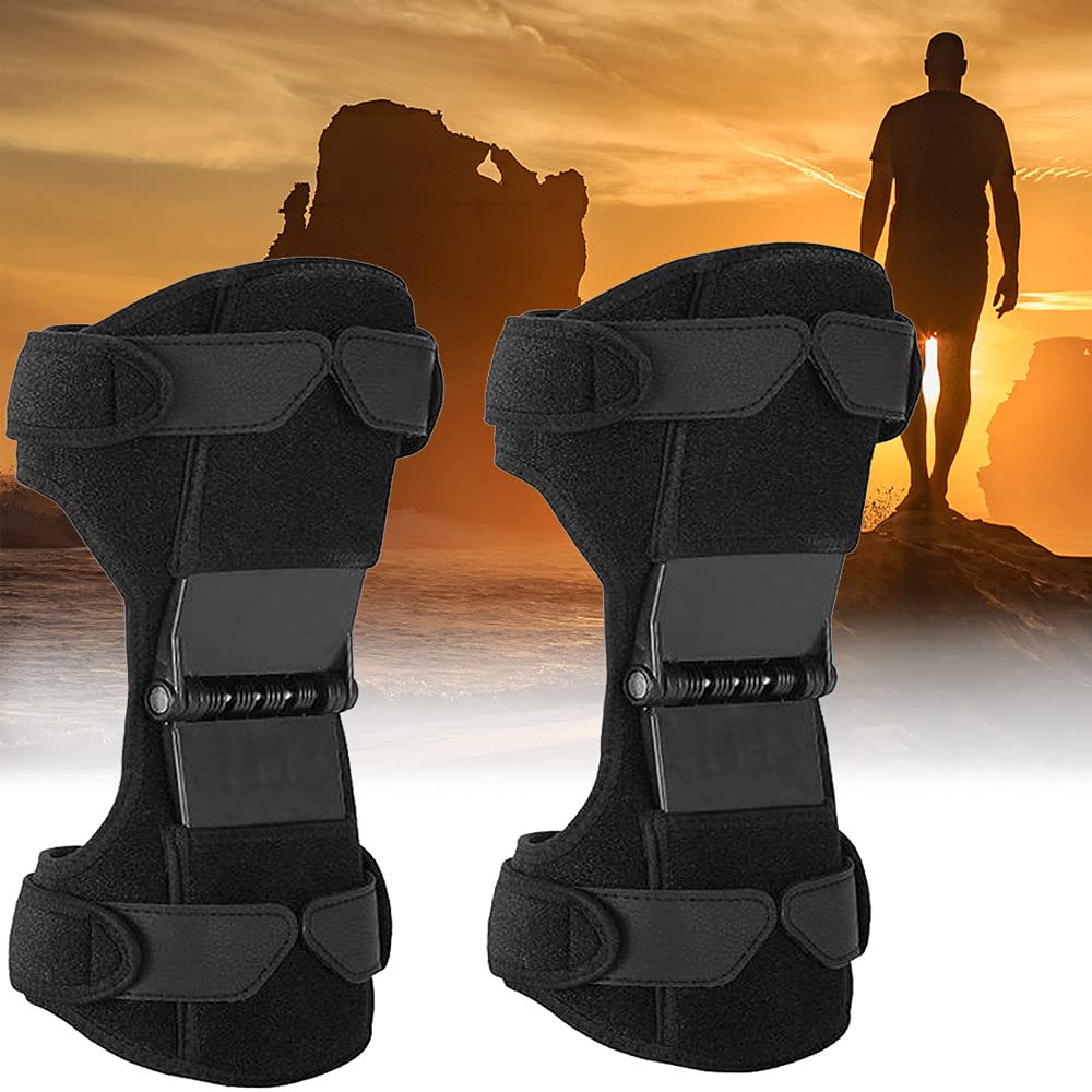Rodillera con resorte, rodillera de apoyo para las articulaciones, refuerzo de protección de la rodilla con correas totalmente ajustables para caminar, subir escaleras, sentadillas en el gimnasio,