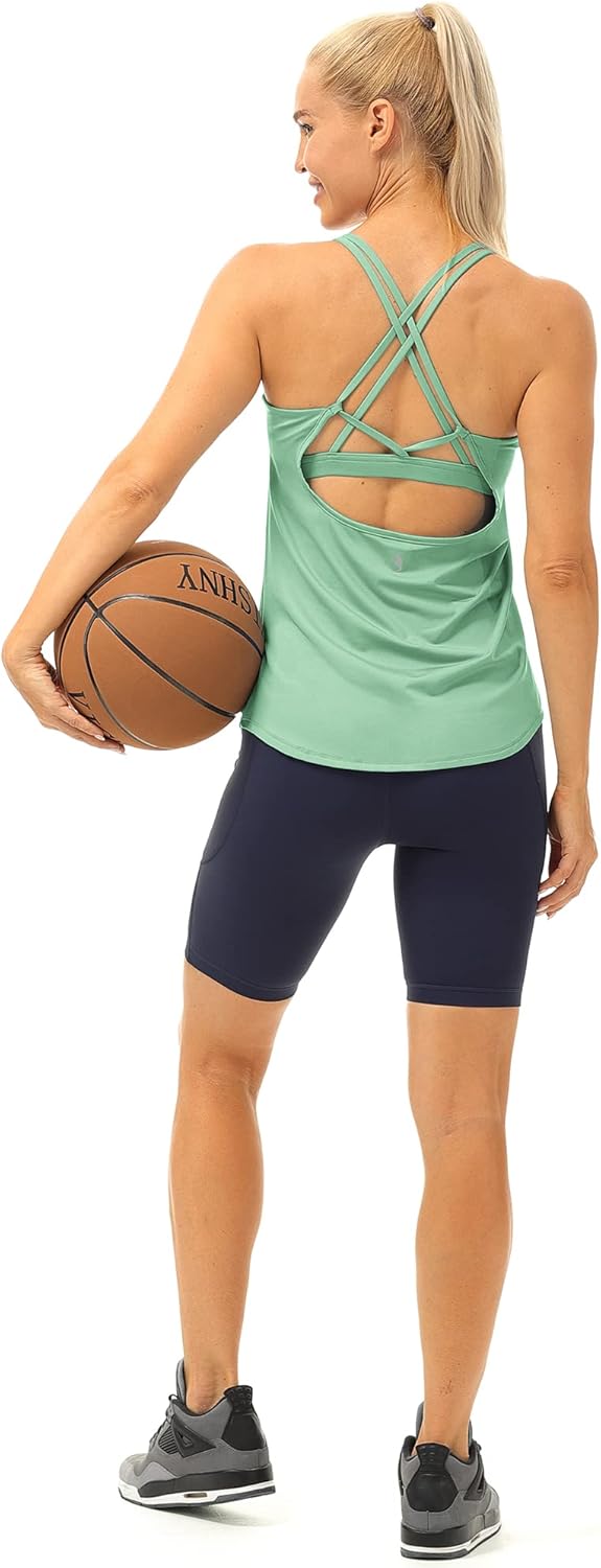 icyzone Workout Tank Tops Built in Bra - Women's Strappy Athletic Yoga Tops, Running Exercise Gym Shirts - Image 5