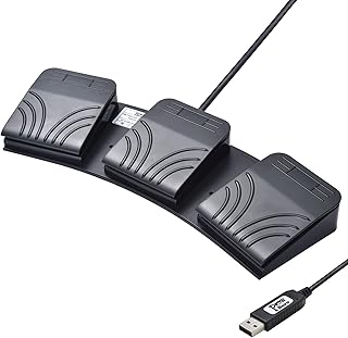Powboro USB Foot Switch Triple 3 Pedal Control Custom Program PC Computer Keyboard Map Multimedia Key Photoelectric Optical Switch Transcription HID for PC Video Game,Push to Talk
