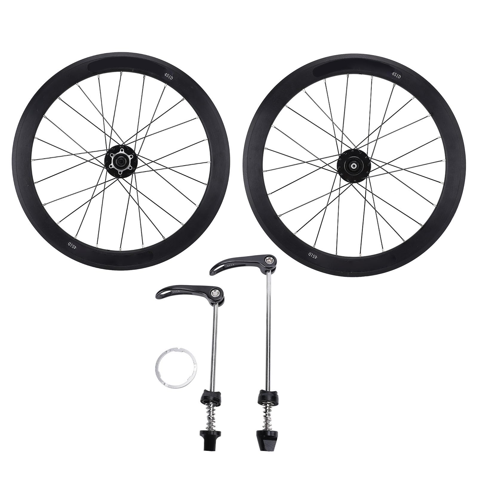 Paire de Roues de Vélo Pliant de 20 Pouces, Jante en Alliage D'aluminium Double Couche, Roues Avant et Arrière 24H avec Moyeux à Bride Haute 90 Clics et Roulements à Cartouche