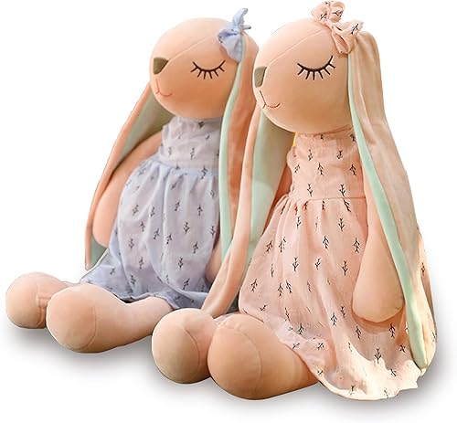 Miniatura 1 de Keludu Juego de 2 conejitos de peluche Kawaii de Pascua, muñeca de conejo súper suave de 16.5 pulgadas con orejas largas para niñas, niños y bebés
