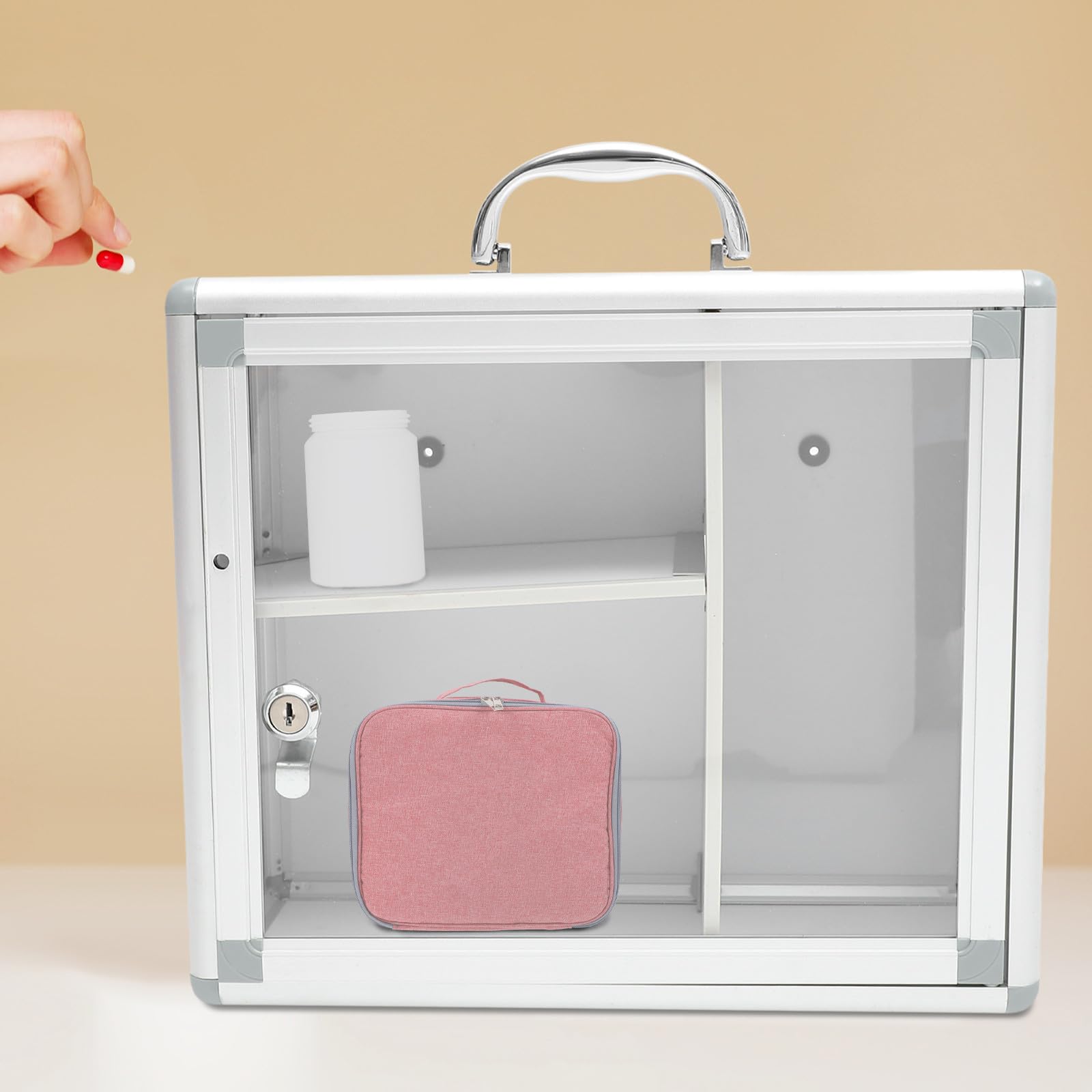 POPETPOP Caja de Almacenamiento de Medicamentos Cerradura para Pared, Multifuncional de Aleación de Aluminio, Adecuado para Uso Hogar y Camping