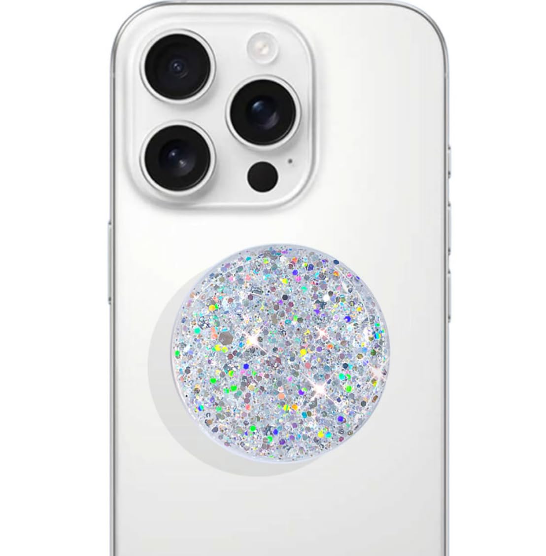 Erweiterbarer Handy-Ständer, Griff, Handyhalterung, Ständer für Smartphone, Pulver-Sternlicht-Kristall (Sternenlicht-Silber)