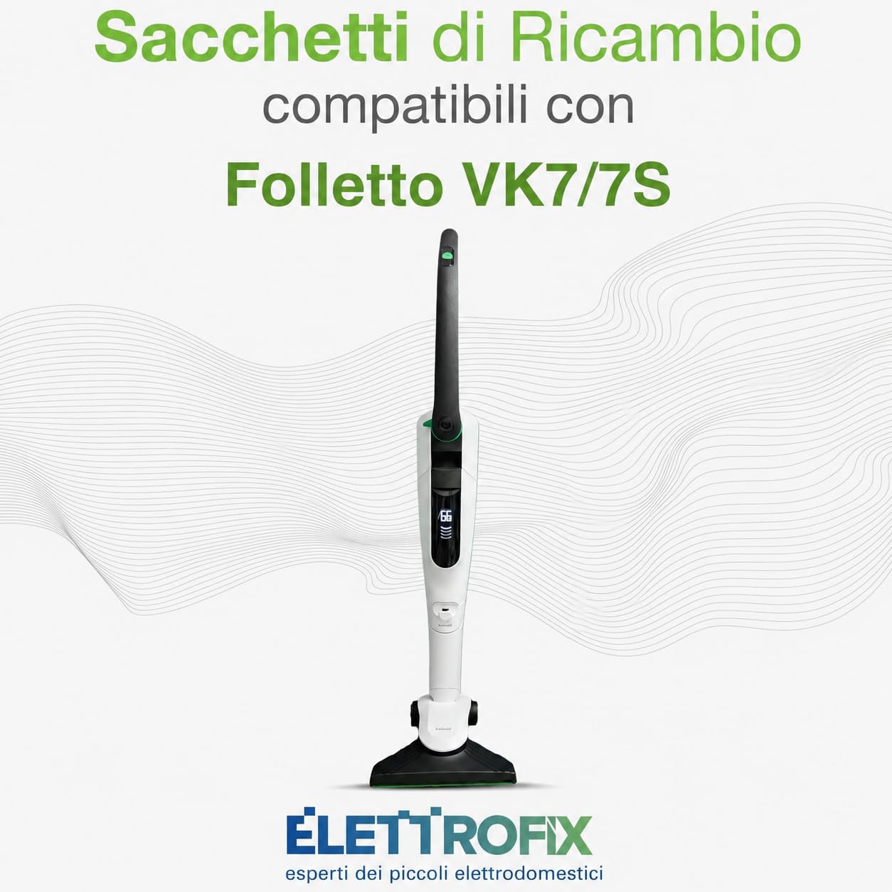 6 Sacchetti Folletto VK7/7S ORIGINALI SENZA DOVINA - Filtrello Premium FP7 per Folletto VK7/7S - con Filtro HEPA 99,99% - Triplo Strato Antipolvere, Anti Allergeni e Anti Odore