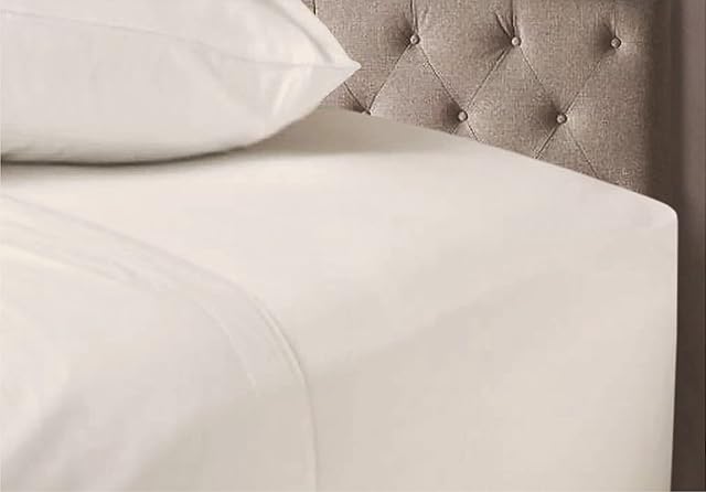 Noah's Linen Extra Deep Fitted Sheet Double Four Feet Size Cream 100% Cotton 200 Thread Count 200 TC 40cm/16 Inches