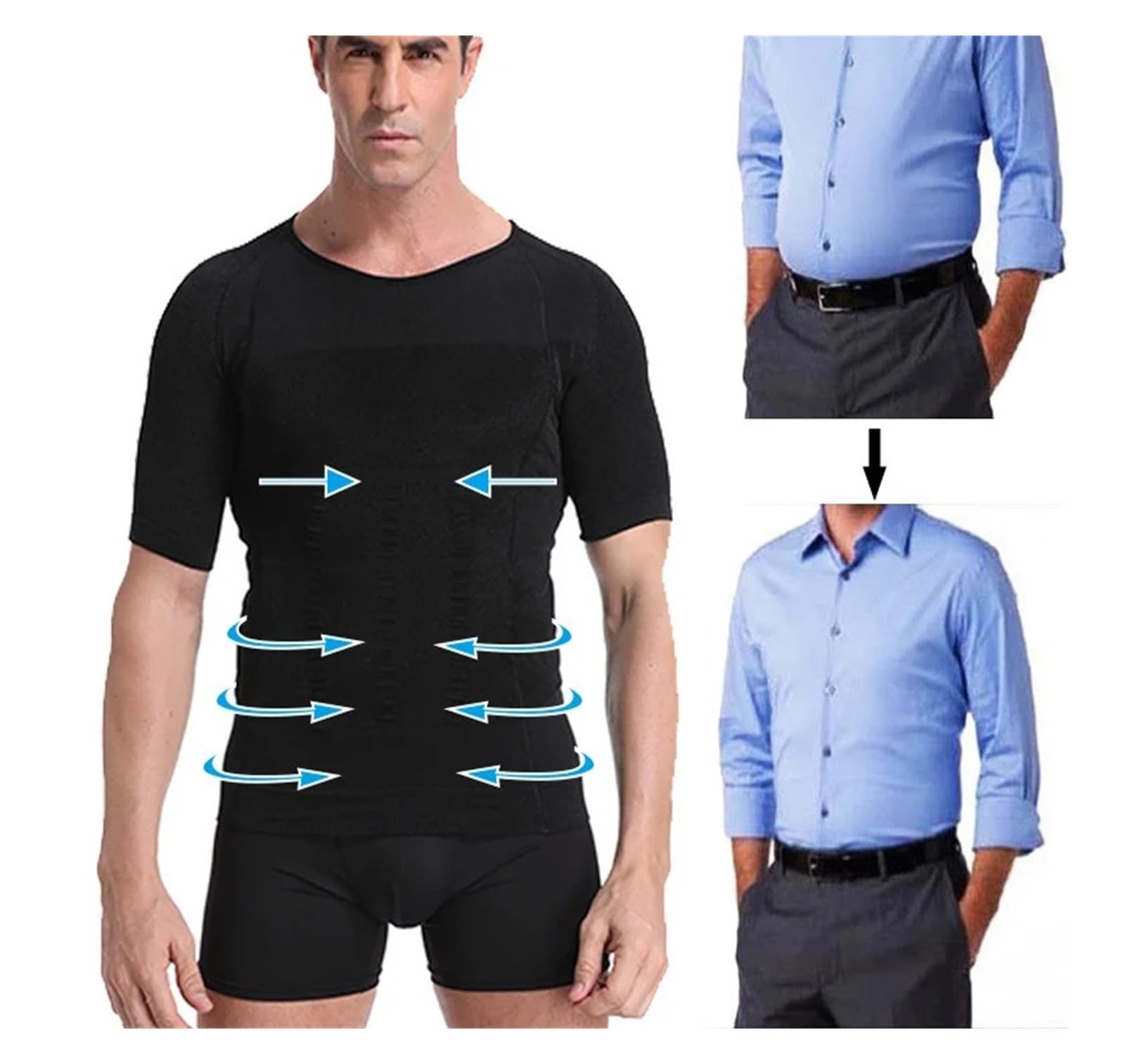 Canotta Palestra Uomo Uomo Body Shaper Dimagrante Compressione Camicie Canottiera Vita Senza Cuciture Trainer Muscolo Pancia Perdita di Peso Shapewear(White,XXL)