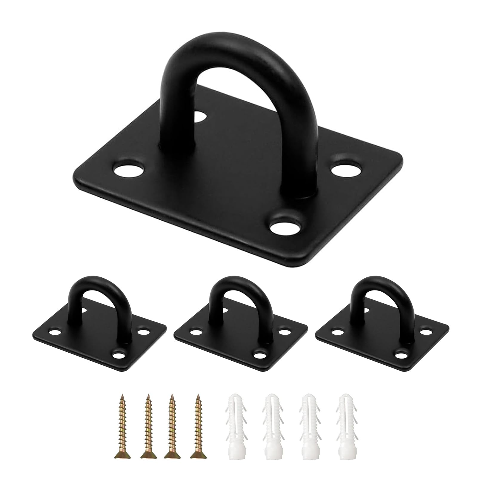 TZWXHDM 4 PCS Premium Heavy Duty Square Stainless Steel Ceiling Hooks, Ceiling Hooks Pad Eyes Plate Marine Hardware Hooks with Screws for Outdoor