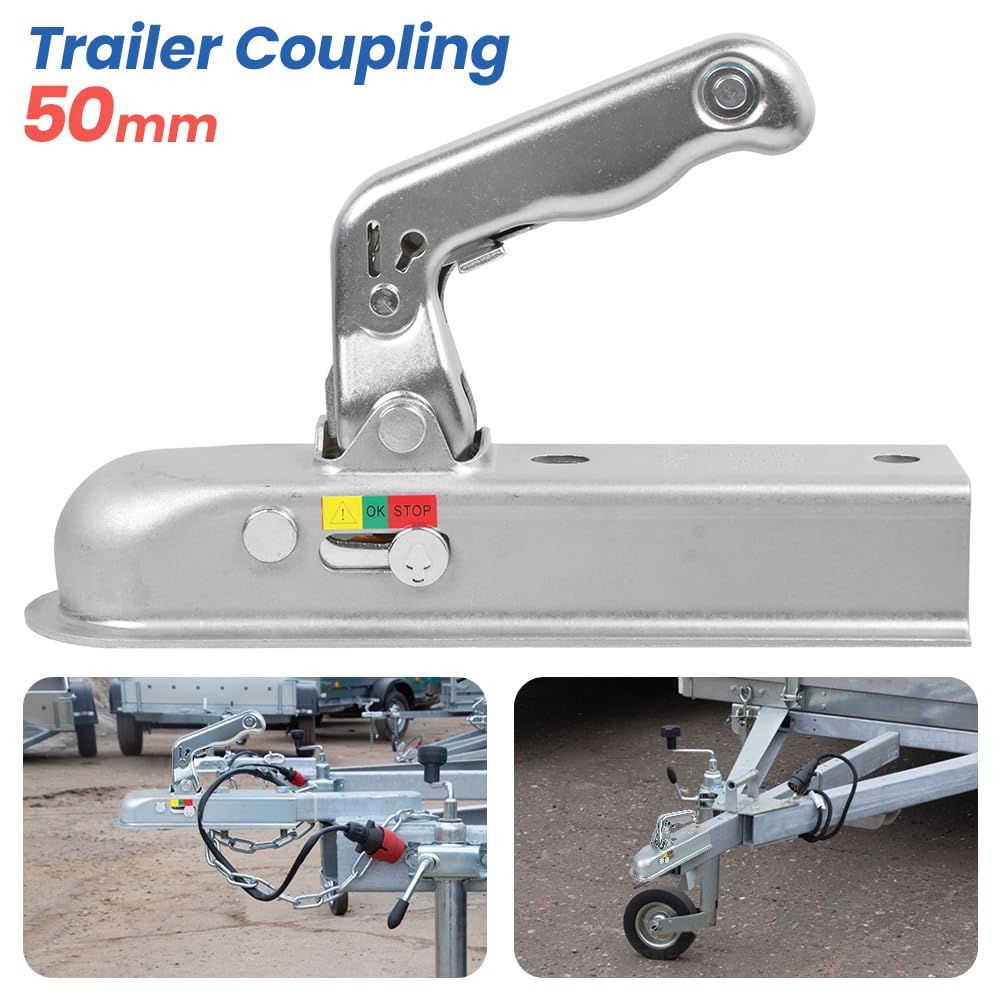 Gancio di traino in acciaio resistente, fino a 800 kg, per traino a sfera da 50 mm e timone quadrato da 50 mm, adatto per Camper, Barche, Attrezzature da giardino