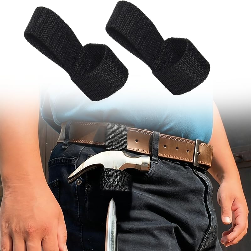 2 Pack Hammer Holder Belt - Holster Secure Nylon Loop for Tool Belt - Compact Storage Organizer Carrier Compatible with Claw Hammer, Hatchet and Mallet
