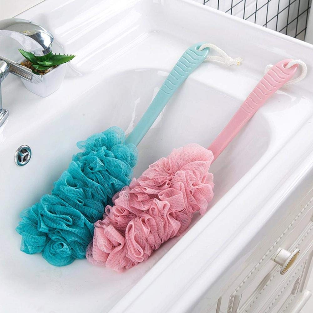 Cepillo de Ducha Cepillo de baño de Cuerpo Trasero de Malla Suave con Mango Largo, Esponja Grande y Suave para Lavadora de Ducha, se Puede Colgar un Cepillo de baño de Espuma Rica 44 cm-Cepi