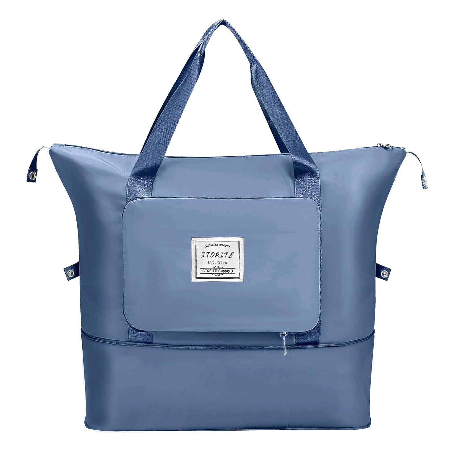 Nylon 40 Cms Imported Foldable Travel Duffle Shoulder Tote Bag for Women, Expandable Lightweight Waterproof Carry Weekender Overnight Luggage Bag (Blue)-image-49