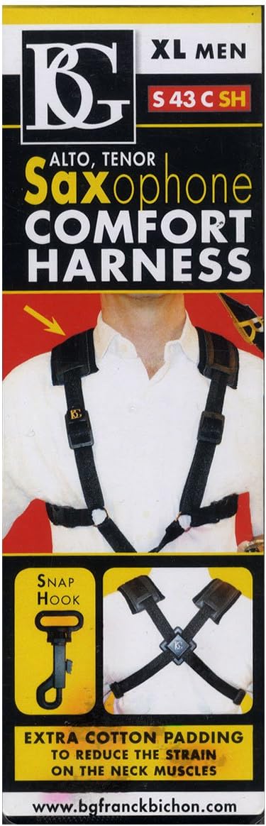 BG COMFORT HARNESS S43CSH Strap, Alto/Tenor, Saxophone, Size XL, Men), Snap Hook
