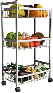 Wózek z półką Wózek ze stali nierdzewnej Wózek domowy Wózek do przechowywania w kuchni wielofunkcyjny ruchomy wózek z półką na owoce i warzywa może się poruszać