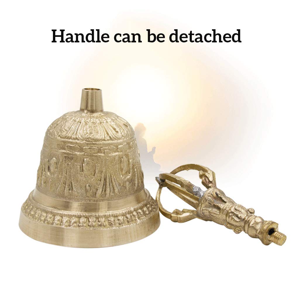 Woorea Handmade FengShui Hand Bell, Meditation Alarm, Prayer, Lucky Service, Tibetan Buddhist Desk, Loud Call - Image 3