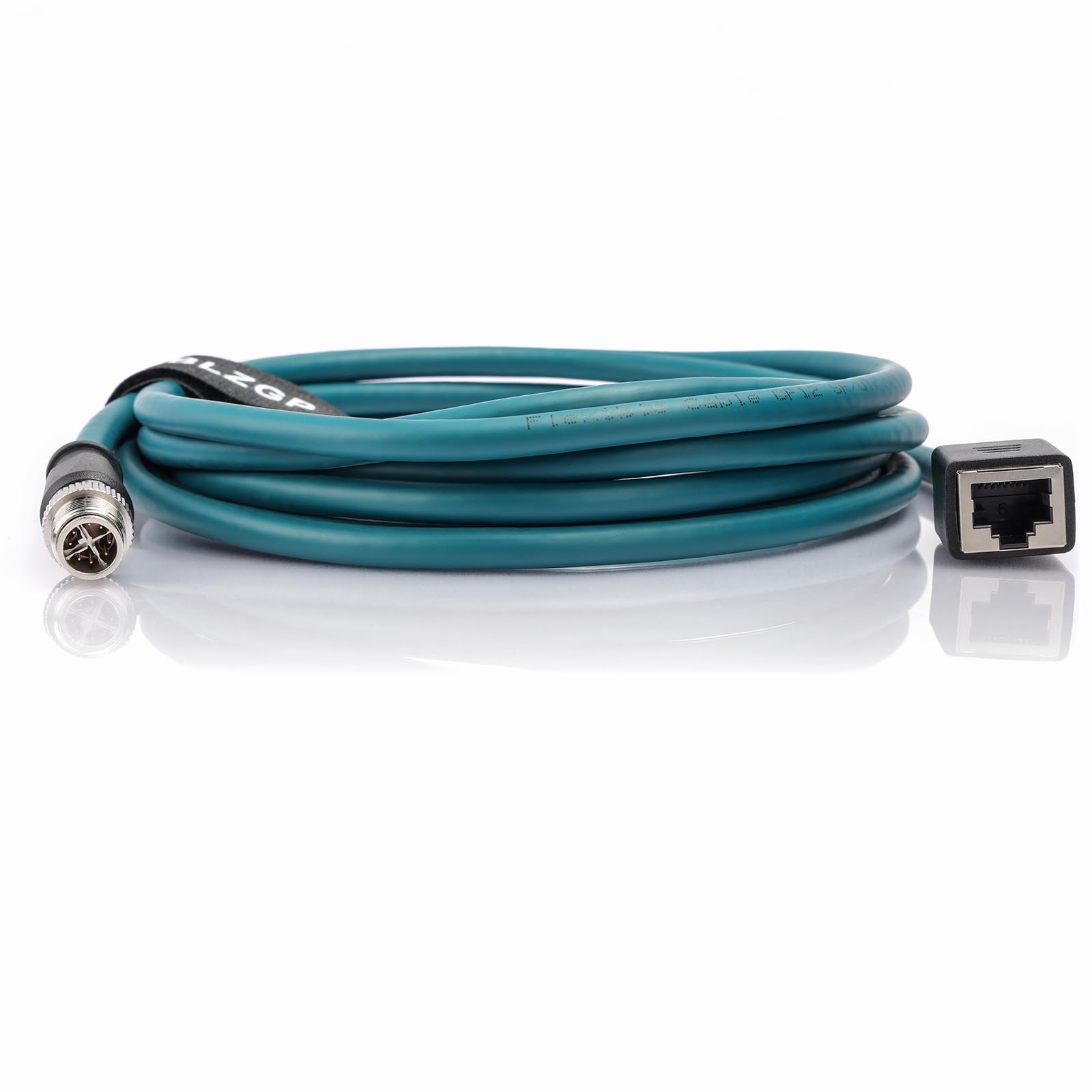 Câble blindé M12 X-Code 8 broches vers RJ45 Cat-7e Ethernet mâle femelle pour caméra industrielle Profinet Network Cognex (8 broches X-Code mâle vers RJ45 femelle, vert foncé, 50 m)