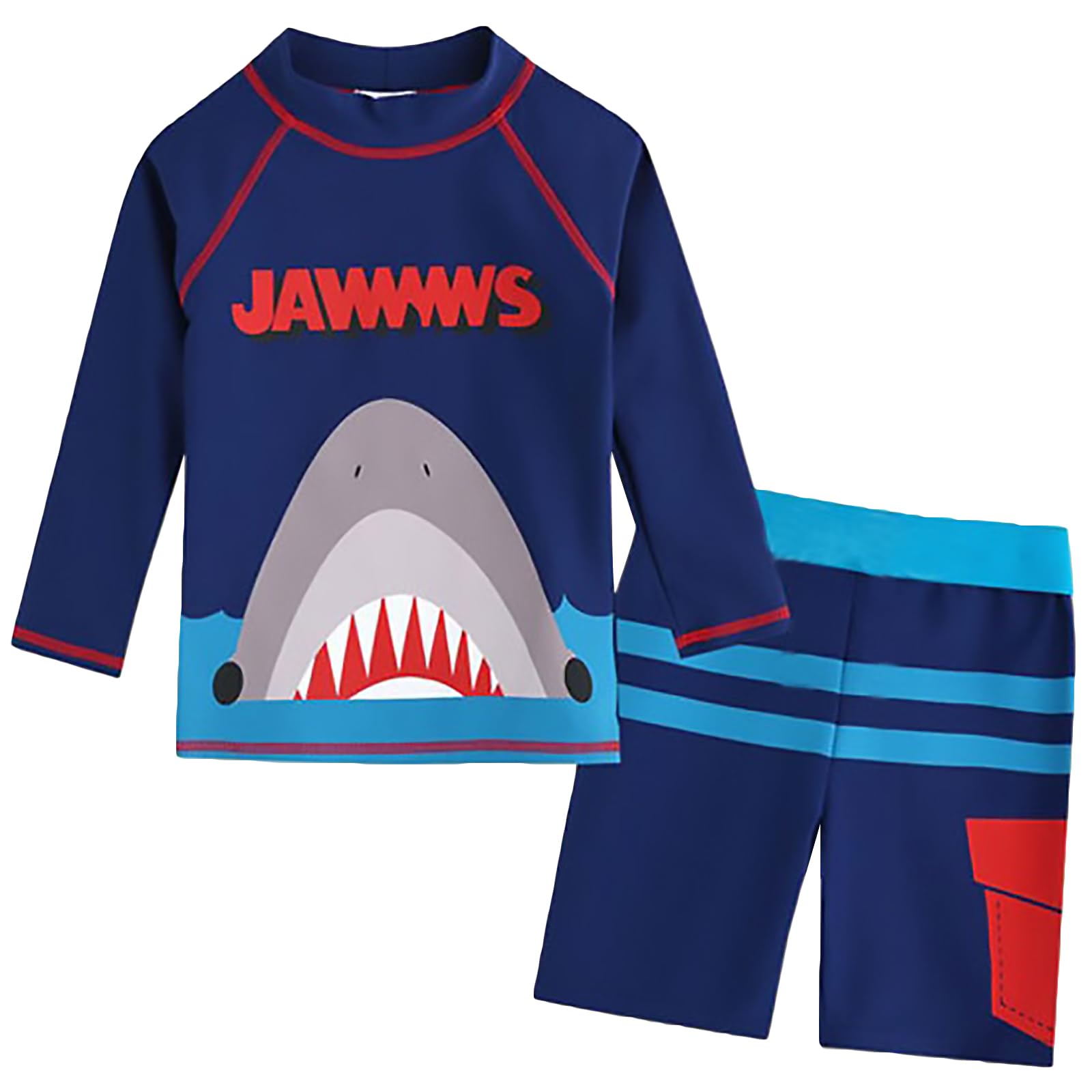 AIWUHE Toddler Boys Swimsuit 2 Piece Rash Guard Swimsuits with Swim Trunk Long Sleeve Bathing Suit Sunsuit Swimwear Sets 1-7Y