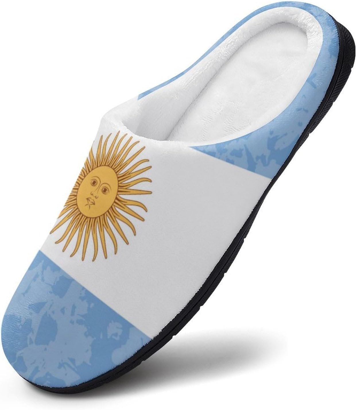 Retro Argentina Flag Women's House Slippers Memory Foam Warm Shoes Spa Rubber Sole Indoor Outdoor