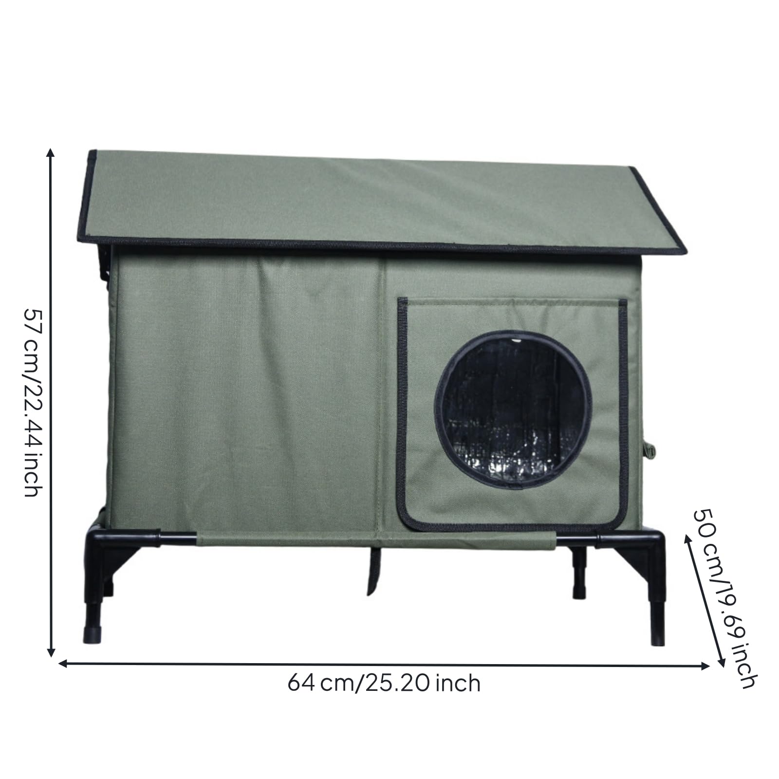 Niche pour Chat Facile à Installer Abri, Vert Militaire