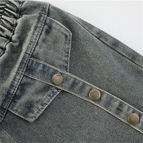 Girls Baggy Straight Leg Jeans Elastic Waist Cute Denim Pants Trendy Y2K Hip Hop Streetwear Trousers4