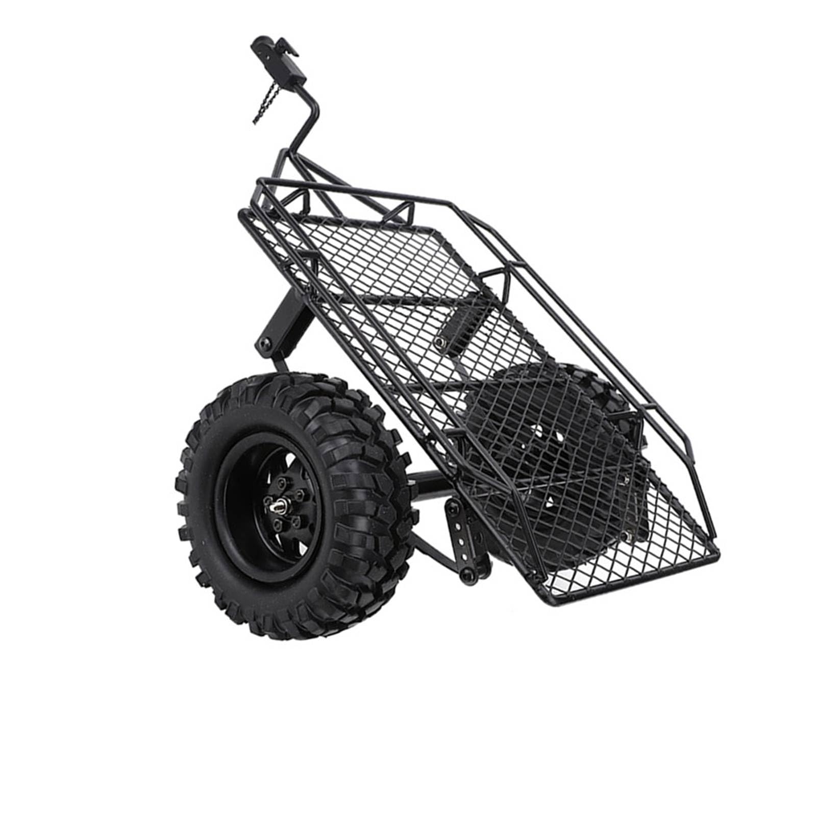 Generic Metalowa Przyczepa RC Stylowa Przyczepa Samochodowa z symulacją łyżki do D90 SCX10 CC01 1/10 Akcesoria, Czarna Guma + Metal, Pasuje do Samochodu Axial SCX10 1/10 RC (BLACK)