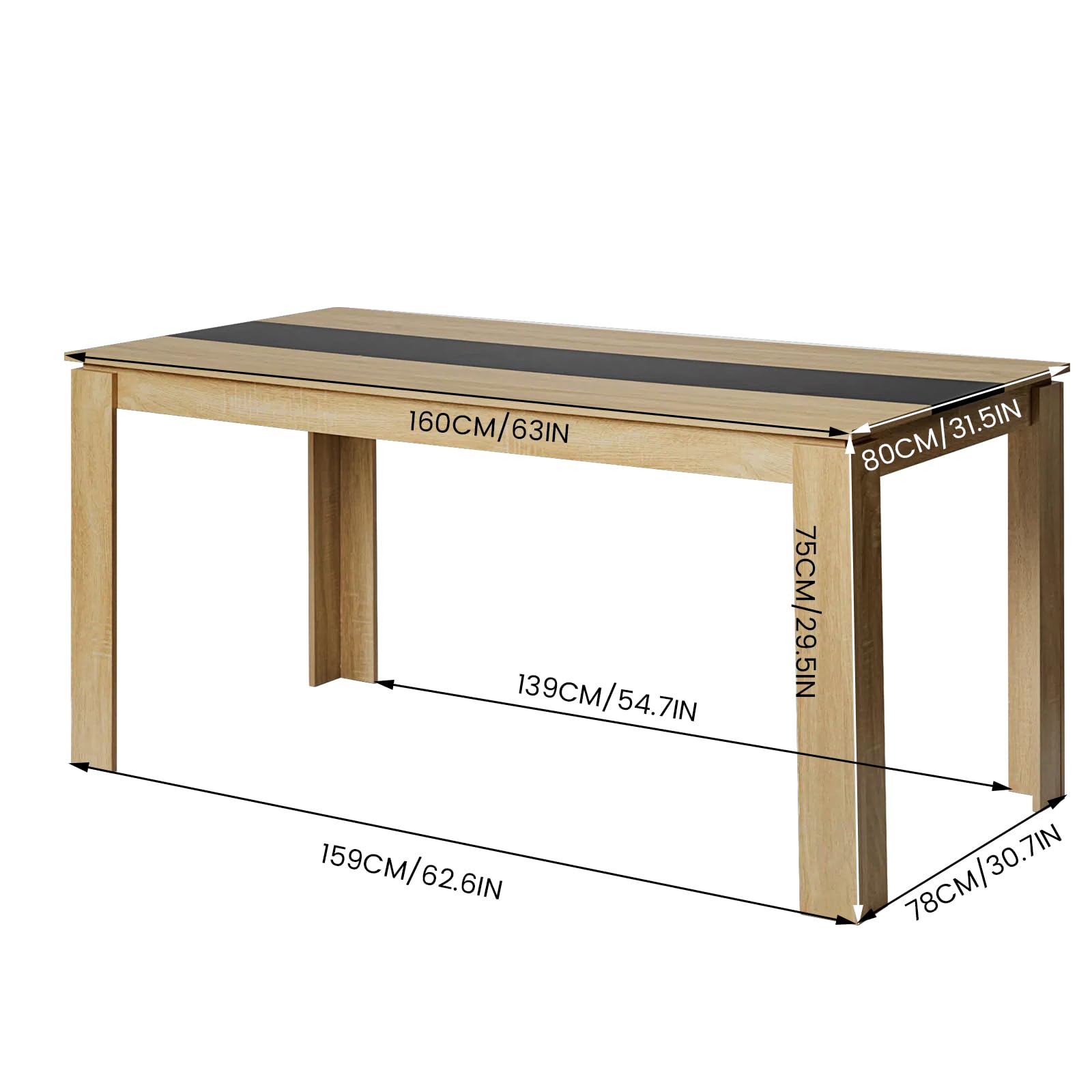 Esstisch mit 4 Stühlen Esszimmergruppe, 4er Set Esszimmerstühle und Rechteckig Holztisch Essgruppe für Wohnzimmer Küche Büro (160 * 80cm Tisch+4 Weiß Stühle)