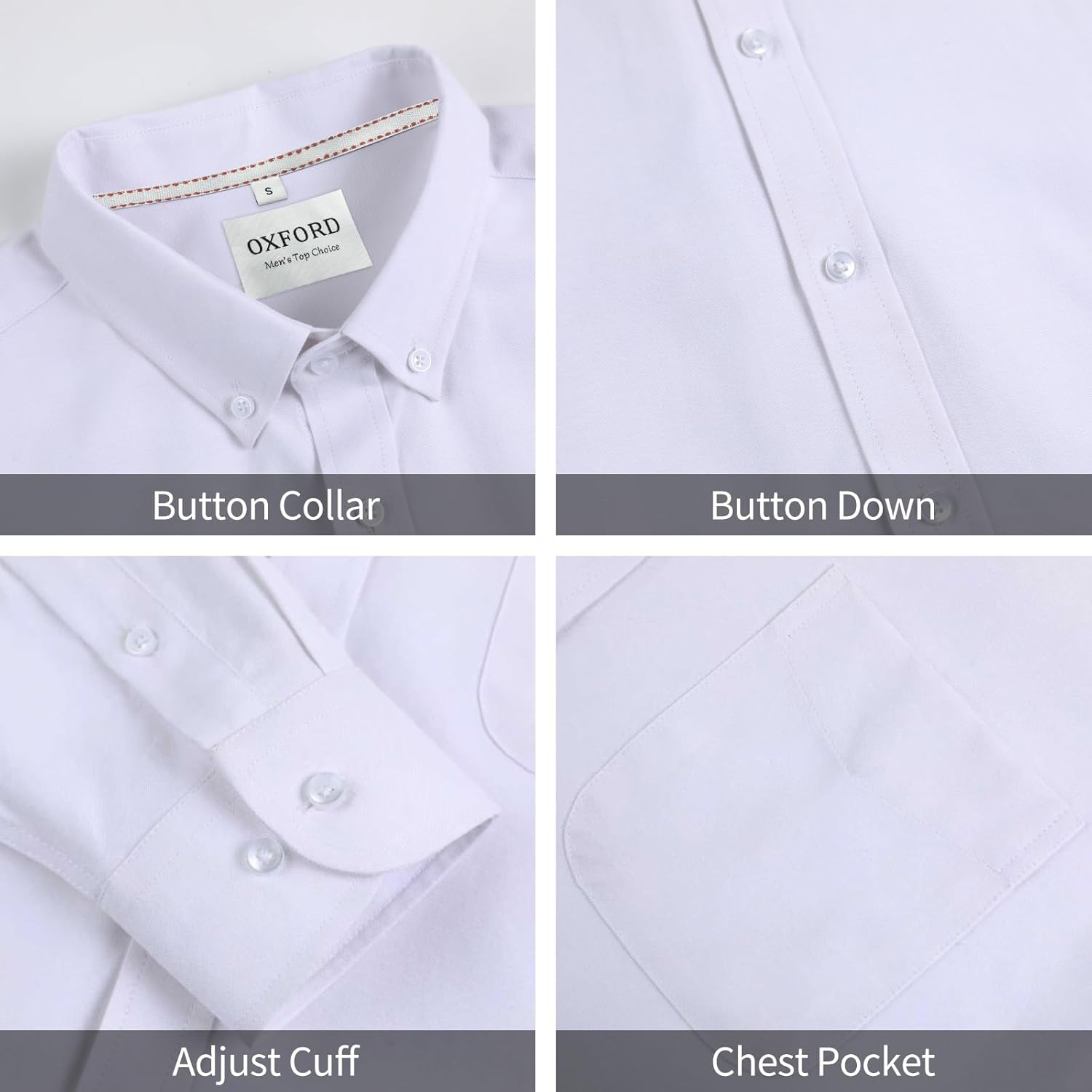 Men's Oxford Long Sleeve Shirts Button Down Collar Shirt Business Casual Dress Shirts with Pocket - Image 7