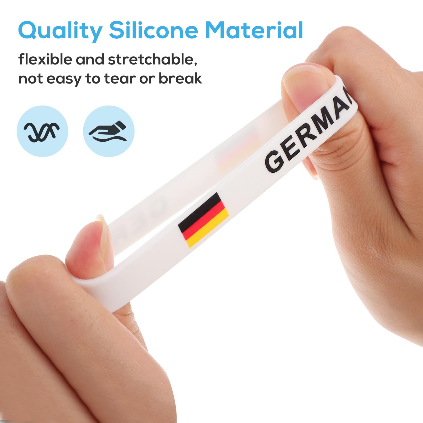 BESPORTBLE Lot de 10 bracelets en silicone Allemagne - Bracelets de sport robustes en caoutchouc