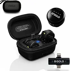 Microfone Lapela Duplo Sem Fio 2 em 1 para Celular USB-C e Lightning – Redução de Ruído IA, Kit Duplo com Estojo Carregador e Fixação Magnética Som Profissional, compatível com Android/Iphone